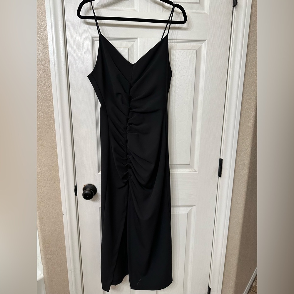 New Zara Black Ruched Dress